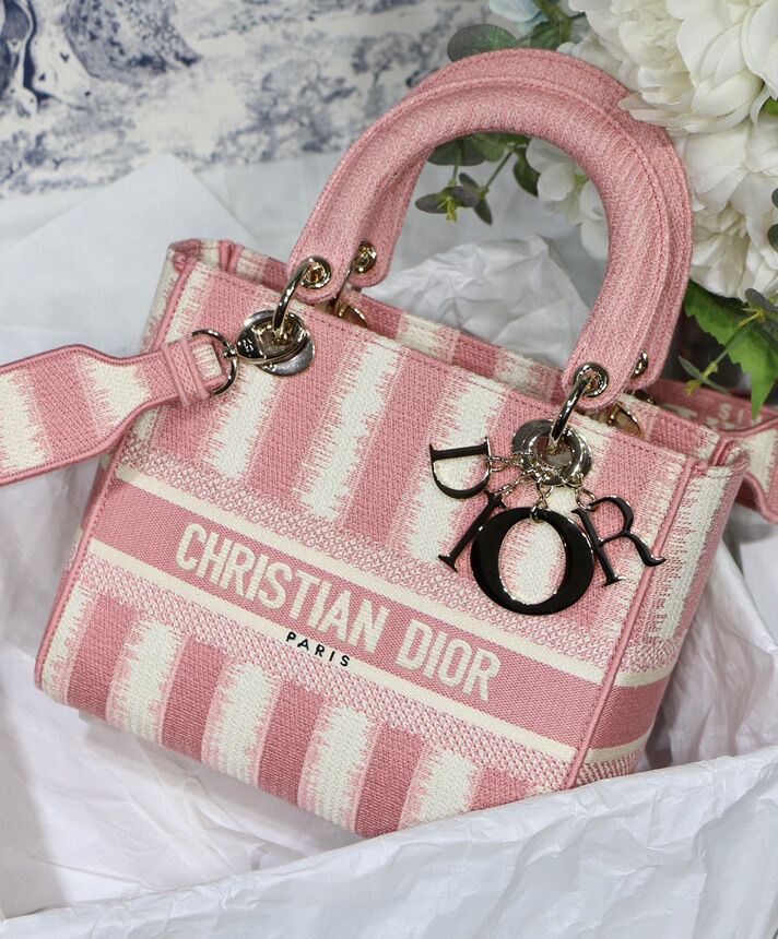 Christian Dior Medium Lady D lite Bag Canva Pink